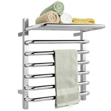 Load image into Gallery viewer, Gymax 10-Bar Wall Mounted Towel Warmer Stainless Steel Plug-in Towel Rack w/ Top Shelf