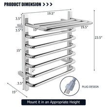 Load image into Gallery viewer, Gymax 10-Bar Wall Mounted Towel Warmer Stainless Steel Plug-in Towel Rack w/ Top Shelf
