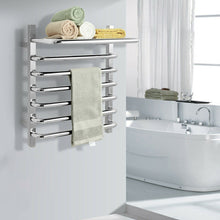 Load image into Gallery viewer, Gymax 10-Bar Wall Mounted Towel Warmer Stainless Steel Plug-in Towel Rack w/ Top Shelf