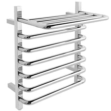 Load image into Gallery viewer, Gymax 10-Bar Wall Mounted Towel Warmer Stainless Steel Plug-in Towel Rack w/ Top Shelf