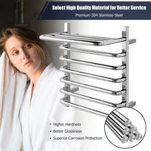 Load image into Gallery viewer, Gymax 10-Bar Wall Mounted Towel Warmer Stainless Steel Plug-in Towel Rack w/ Top Shelf