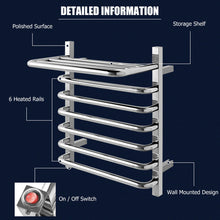 Load image into Gallery viewer, Gymax 10-Bar Wall Mounted Towel Warmer Stainless Steel Plug-in Towel Rack w/ Top Shelf