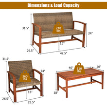 Load image into Gallery viewer, Gymax 4PCS Patio Conversation Set Outdoor Furniture Set w/ Acacia Wood Frame
