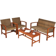 Load image into Gallery viewer, Gymax 4PCS Patio Conversation Set Outdoor Furniture Set w/ Acacia Wood Frame