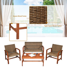 Load image into Gallery viewer, Gymax 4PCS Patio Conversation Set Outdoor Furniture Set w/ Acacia Wood Frame