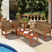 Load image into Gallery viewer, Gymax 8PCS Patio Conversation Set Outdoor Furniture Set w/ Acacia Wood Frame