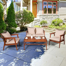 Load image into Gallery viewer, Gymax 4PCS Outdoor Furniture Set Patio Conversation Set w/ Wood Frame Cushion