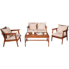 Load image into Gallery viewer, Gymax 4PCS Outdoor Furniture Set Patio Conversation Set w/ Wood Frame Cushion