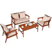 Load image into Gallery viewer, Gymax 4PCS Outdoor Furniture Set Patio Conversation Set w/ Wood Frame Cushion
