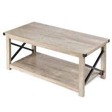 Load image into Gallery viewer, Gymax 43.5'' Rustic Coffee Table Farmhouse Cocktail Table w/ Storage Shelf