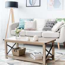 Load image into Gallery viewer, Gymax 43.5'' Rustic Coffee Table Farmhouse Cocktail Table w/ Storage Shelf