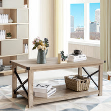 Load image into Gallery viewer, Gymax 43.5'' Rustic Coffee Table Farmhouse Cocktail Table w/ Storage Shelf