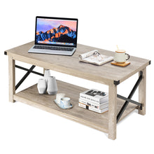 Load image into Gallery viewer, Gymax 43.5'' Rustic Coffee Table Farmhouse Cocktail Table w/ Storage Shelf