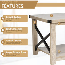 Load image into Gallery viewer, Gymax 43.5'' Rustic Coffee Table Farmhouse Cocktail Table w/ Storage Shelf