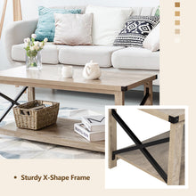 Load image into Gallery viewer, Gymax 43.5'' Rustic Coffee Table Farmhouse Cocktail Table w/ Storage Shelf