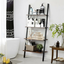 Load image into Gallery viewer, Gymax Industrial Ladder Shelf 4-Tier Leaning Wall Bookcase Plant Stand Rustic Brown