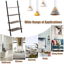 Load image into Gallery viewer, Gymax Industrial Ladder Shelf 4-Tier Leaning Wall Bookcase Plant Stand Rustic Brown
