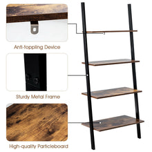 Load image into Gallery viewer, Gymax Industrial Ladder Shelf 4-Tier Leaning Wall Bookcase Plant Stand Rustic Brown