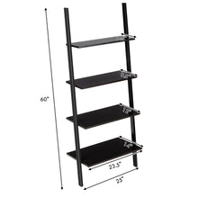 Load image into Gallery viewer, Gymax Industrial Ladder Shelf 4-Tier Leaning Wall Bookcase Plant Stand Rustic Black