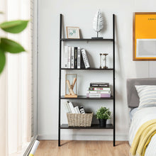 Load image into Gallery viewer, Gymax Industrial Ladder Shelf 4-Tier Leaning Wall Bookcase Plant Stand Rustic Black