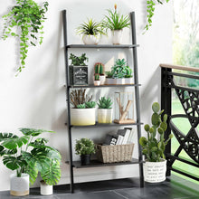 Load image into Gallery viewer, Gymax Industrial Ladder Shelf 4-Tier Leaning Wall Bookcase Plant Stand Rustic Black