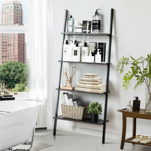 Load image into Gallery viewer, Gymax Industrial Ladder Shelf 4-Tier Leaning Wall Bookcase Plant Stand Rustic Black