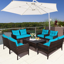 Load image into Gallery viewer, Gymax 8PCS Rattan Patio Conversation Set Outdoor Furniture Set Cushioned