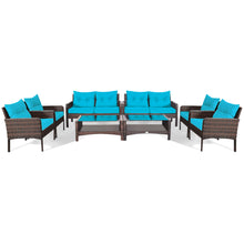 Load image into Gallery viewer, Gymax 8PCS Rattan Patio Conversation Set Outdoor Furniture Set Cushioned