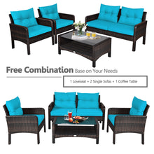 Load image into Gallery viewer, Gymax 8PCS Rattan Patio Conversation Set Outdoor Furniture Set Cushioned