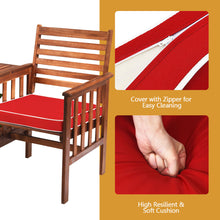 Load image into Gallery viewer, Gymax Acacia Wood Loveseat Patio Outdoor Conversation Set w/ Table Red Cushion
