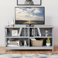 Load image into Gallery viewer, Gymax TV Stand Entertainment Media Center for TV's up to 55'' w/ Storage Shelves Gray
