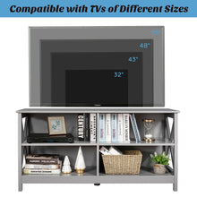 Load image into Gallery viewer, Gymax TV Stand Entertainment Media Center for TV's up to 55'' w/ Storage Shelves Gray