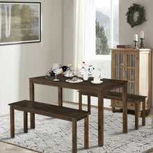 Load image into Gallery viewer, Gymax 3pcs Dining Set Modern Studio Collection Table with 2 Benches Wood Legs Coffee