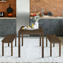 Load image into Gallery viewer, Gymax 3pcs Dining Set Modern Studio Collection Table with 2 Benches Wood Legs Coffee