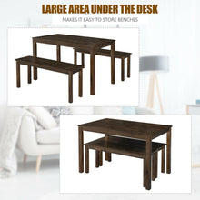 Load image into Gallery viewer, Gymax 3pcs Dining Set Modern Studio Collection Table with 2 Benches Wood Legs Coffee