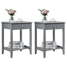 Load image into Gallery viewer, Gymax 2PCS Nightstand Sofa Side End Table Bedroom Living Room w/ Shelf Drawer Grey