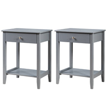 Load image into Gallery viewer, Gymax 2PCS Nightstand Sofa Side End Table Bedroom Living Room w/ Shelf Drawer Grey
