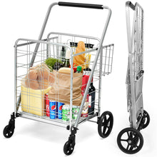 Load image into Gallery viewer, Gymax Heavy Duty Folding Shopping Cart Utility Jumbo Double Basket 330lbs