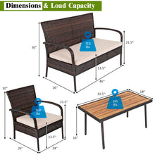 Load image into Gallery viewer, Gymax 4PCS Rattan Patio Conversation Set Outdoor Furniture Set Cushioned