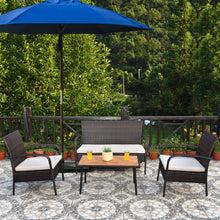 Load image into Gallery viewer, Gymax 4PCS Rattan Patio Conversation Set Outdoor Furniture Set Cushioned