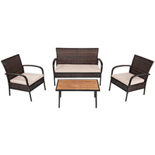 Load image into Gallery viewer, Gymax 4PCS Cushioned Rattan Patio Conversation Set Outdoor Furniture Set