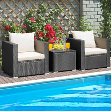 Load image into Gallery viewer, Gymax 3PCS Rattan Patio Conversation Furniture Set Outdoor Sofa Set w/ Cushions