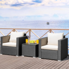 Load image into Gallery viewer, Gymax 3PCS Rattan Patio Conversation Furniture Set Outdoor Sofa Set w/ Cushions