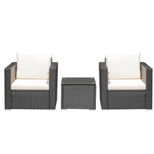 Load image into Gallery viewer, Gymax 3PCS Rattan Patio Conversation Furniture Set Outdoor Sofa Set w/ Cushions