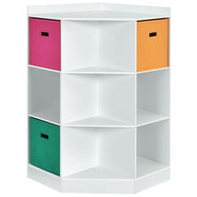 Load image into Gallery viewer, Gymax 3-Tier Kids Storage Shelf Cubes w/3 Baskets Corner Cabinet Organizer White