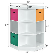 Load image into Gallery viewer, Gymax 3-Tier Kids Storage Shelf Cubes w/3 Baskets Corner Cabinet Organizer White