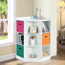 Load image into Gallery viewer, Gymax 3-Tier Kids Storage Shelf Cubes w/3 Baskets Corner Cabinet Organizer White