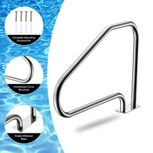 Load image into Gallery viewer, Gymax Pair of Swimming Pool Hand Rail 49'' Stainless Steel Pool Stair Rail w/Base Plate