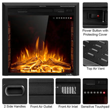 Load image into Gallery viewer, Gymax 26'' Electric Fireplace Embedded Insert Heater 750W/1500W w/ Remote Control