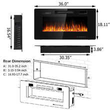 Load image into Gallery viewer, Gymax 36-inch Recessed Wall Mounted Electric Fireplace Heater w/ Remote Control